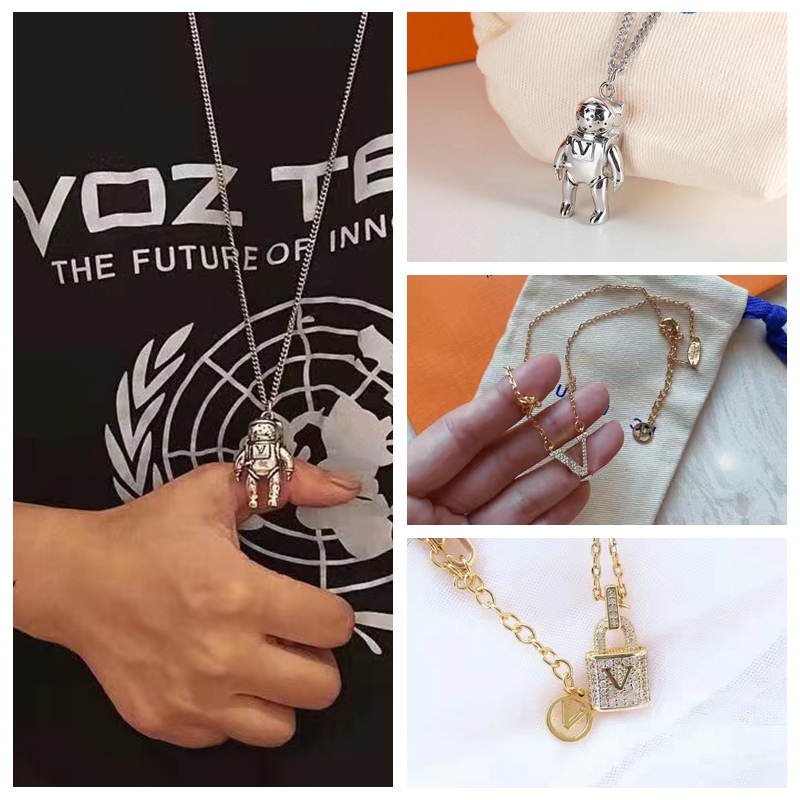 

Designer necklace Letter pendant with diamonds top designers jewelry Popular Ladies Men Pendants Necklaces Fashion metal necklace dustproof bag