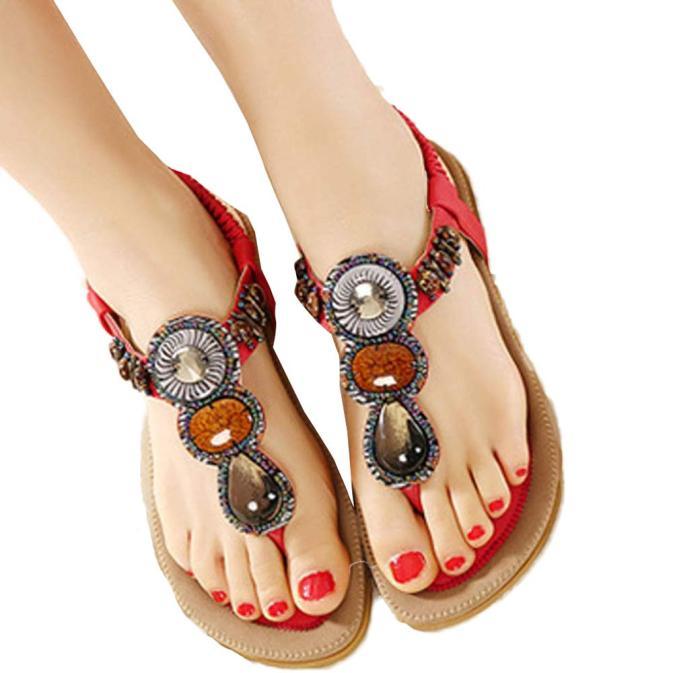 

Sandals Closed Toe Women Dressy Women's Fashion Sweet Beaded Clip Flats Navy Strap Black For WomenSandals