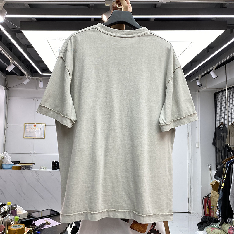 

Vintage Heavy Fabric Embroidery Letters T Shirt Men Women Best-Quality Short Sleeves T-shirts Tops Tee