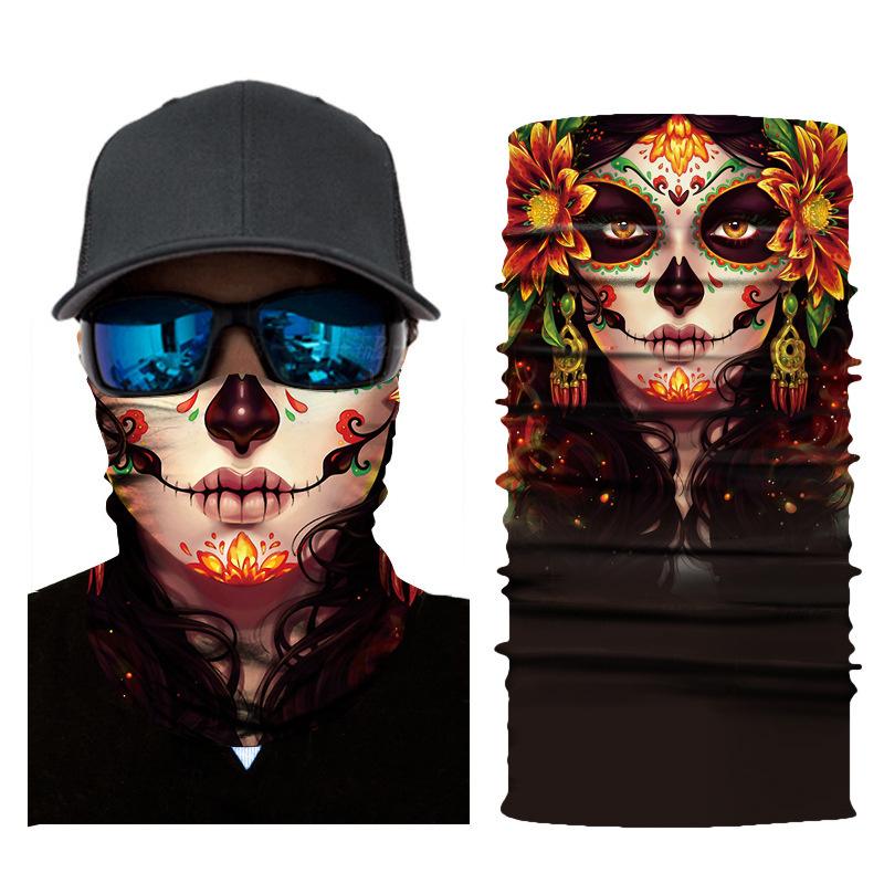 

Scarves Cycling Magic Scarf Men Women Neck Face Mask Ghost Skull Motorcycle Head Bandana Shield Headband Headwear BandanasScarves