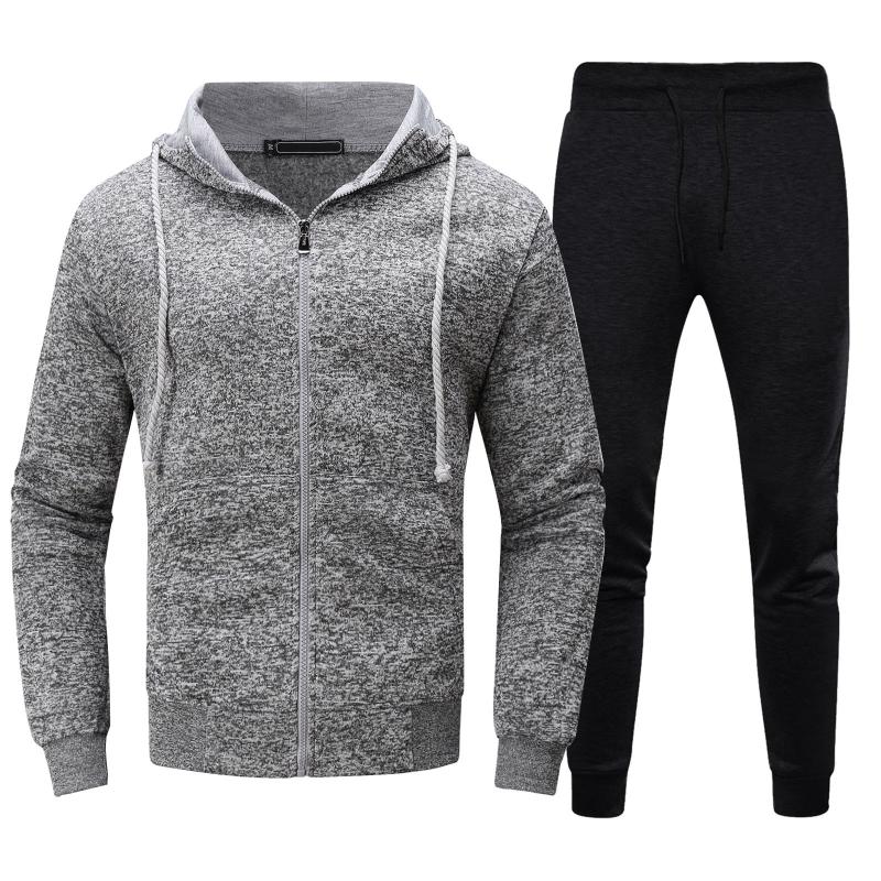 

Men's Tracksuits Harajuku Sets Spring Winter 2 Pieces Pockets Drawstring Long Sleeve Solid Hoodies Pants Casual Streetwear, Gray
