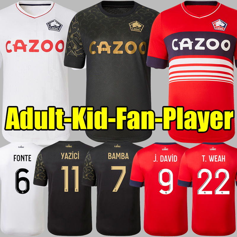 

22 23 LOSC Lille soccer jersey DAVID FONTE BURAK BAMBA YAZICI football shirts JIKONE R.SANCHES T.WEAH L.ARAUJO maillots Adult Kids Kit 2022 2023 white 80230 jersey, 22 23 home kids