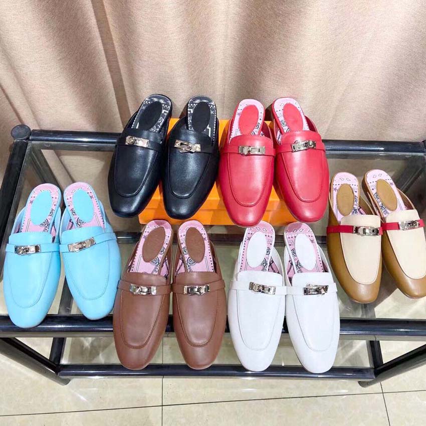

High quality 2022 Women Flats Shoes Classic Slippers Casual Comfortable Patent Leather Lady Fashion Luxury Designer Autumn