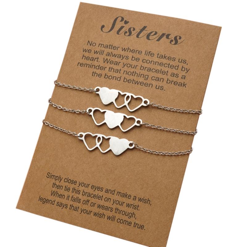 

Charm Bracelets Pieces Set Matching Heart-shaped Card For Friend Couple Family Women Mens Teen Friendship Jewelry LX9ECharm