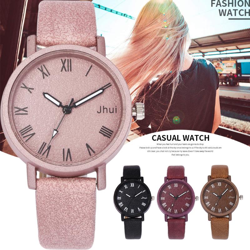 

Wristwatches Brand Selling Woman Watches Simple Frosted Surface Leather Watch Fashion Ladies Quartz Horloges Vrouwen, Brown
