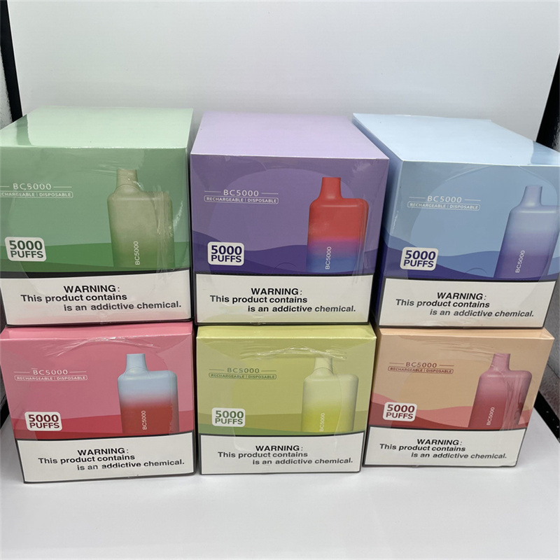 

BC5000 Disposable cigarettes 5000 Puffs Vape Pen 13ml Dual Mesh Coil Cartridge Pre-Filled Pods 650mAh Rechargeable Battery