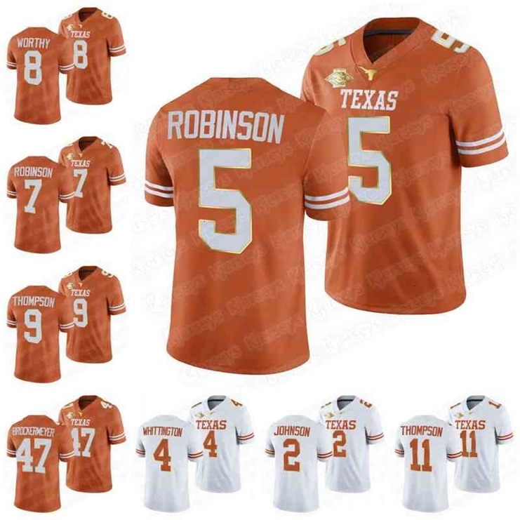 

N3740 5 Bijan Robinson Texas Longhorns Jersey Xavier Worthy Whittington Keilan Robinson Demarvion Overshown Luke Brockermeyer 2021 Red River, Men s-xxxl
