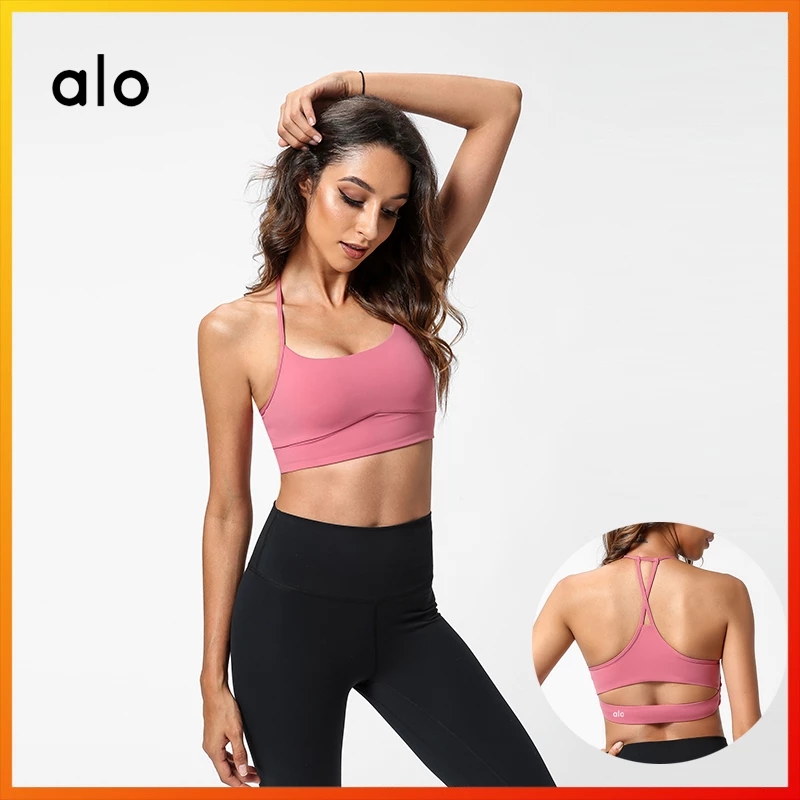 

Alo Yoga Bras Women's Training Underwear Three-color Sexy Stable Anti-shake Tube Top Fitness Running Shaping Sports Bra, Yellow