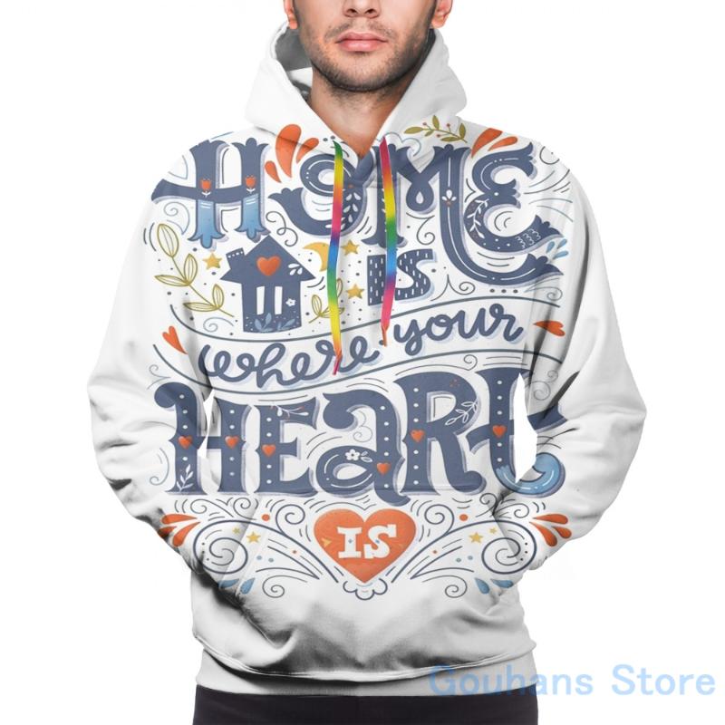 

Men' Hoodies & Sweatshirts Mens Sweatshirt For Women Funny Home Is Where Your Heart Print Casual Hoodie StreatwearMen