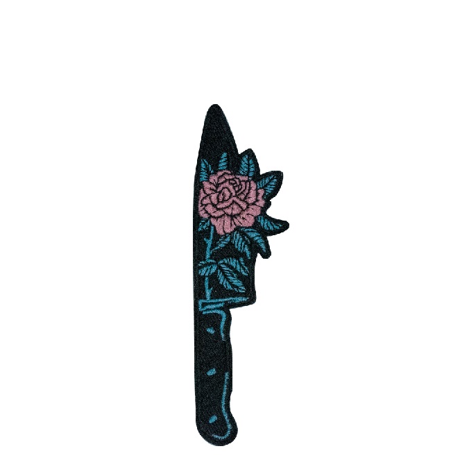 

Sewing Notions Dagger Flower Embroidery Patches Iron On For Clothing Shirts Biker Jacket Patch