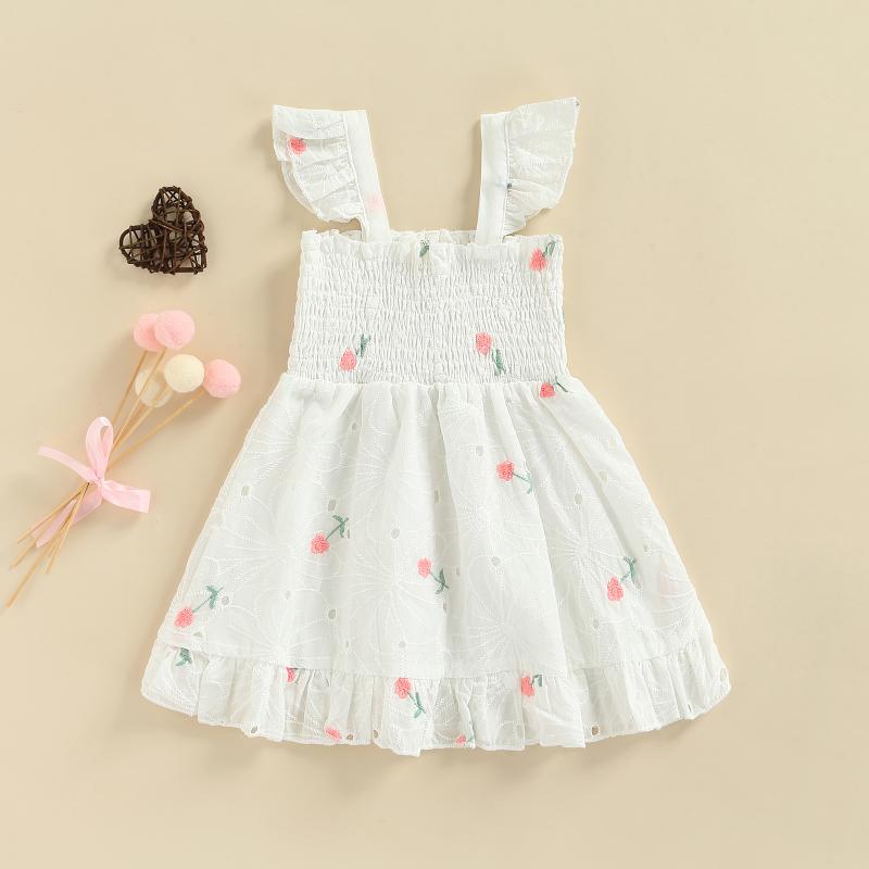 

Girl's Dresses Ma&Baby 6M-4Y Toddler Kid Girls Floral Dress Sleeveless Ruffles A-line Summer Costumes D01Girl's, White