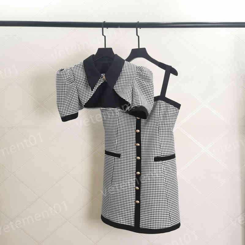 

Designer Womens Dress High-end Temperament Simple Fashion Shawl Two Piece Dress Luxury Summer Women Party Suspenders Dress 0912