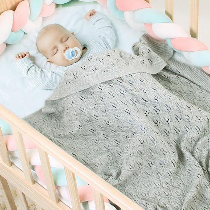 

Jumpsuits Autumn Winter Infant Baby Boy Girl Leaf Hollow Out Knit Blanket Born Quilt Boys Girls Cotton Hold BlanketJumpsuits, 82w391 blue