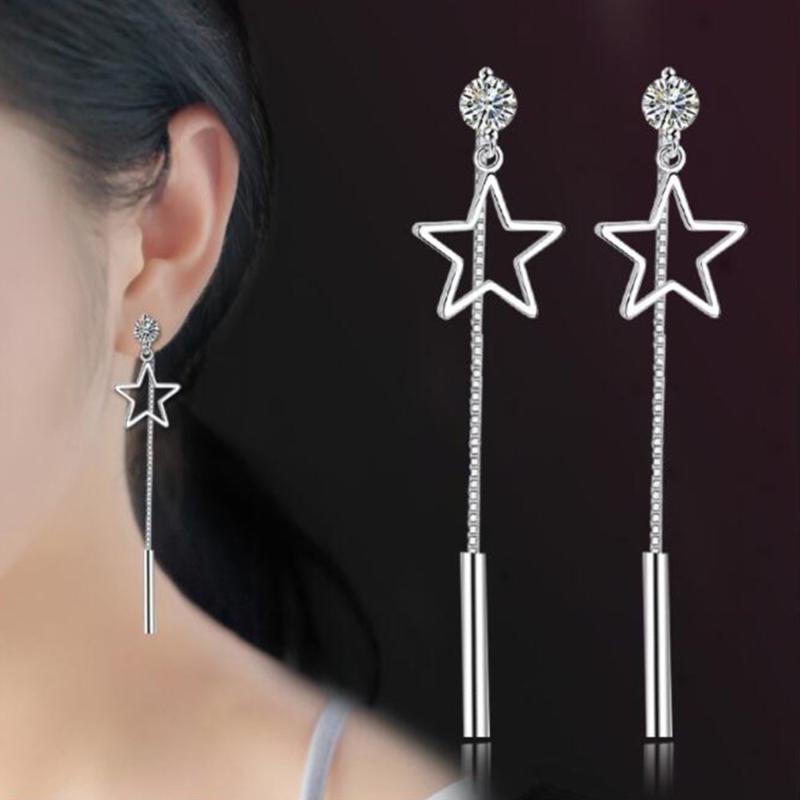 

Dangle & Chandelier Stamp Jewelry High Quality Woman Fashion Earrings Retro Long Tassel Hollow Pentagram EarringsDangle DangleDangle