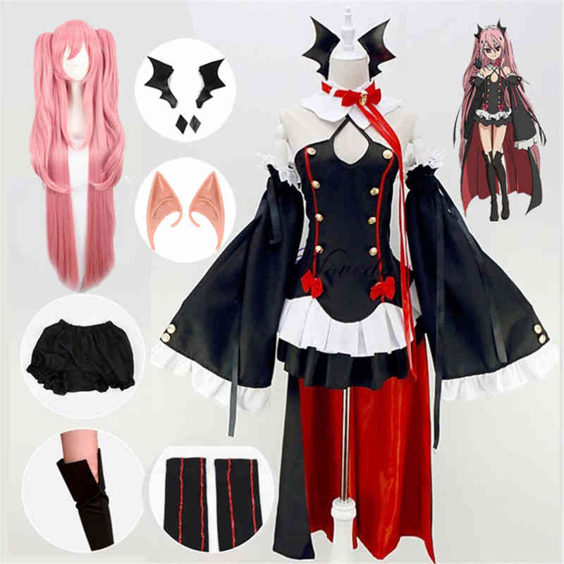 

Seraph Of The End Owari no Seraph Krul Tepes Cosplay Come Uniform Wig Cosplay Anime Witch Vampire Halloween Come For Women Y220516