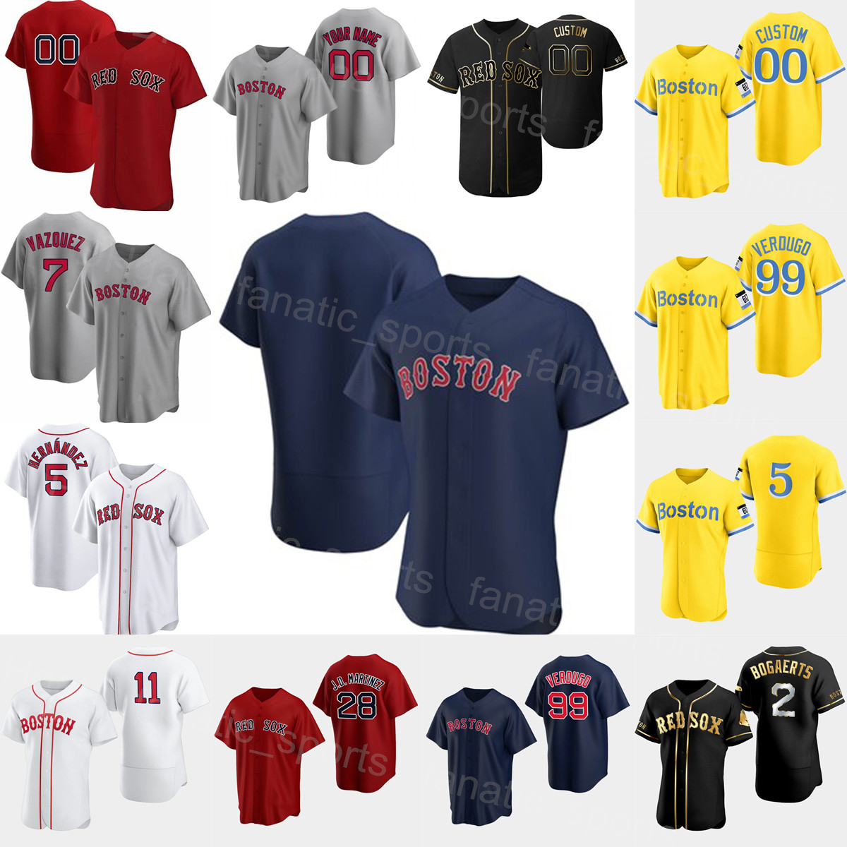 

Baseball 28 JD Martinez Jersey 11 Rafael Devers 99 Alex Verdugo 2 Xander Bogaerts 5 Enrique Hernandez 7 Christian Vazquez City Connect Yellow Red White Grey Navy Blue, Flexbase