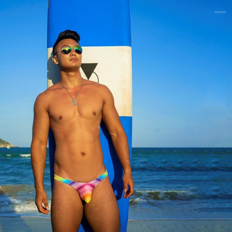 

Men' Swimwear 2022 Sexy Colorful Men Swimsuits Bikini Swim Briefs Tight Low Waist Half Pack Hip Trunks Bathing SuitsMen, Six colors big