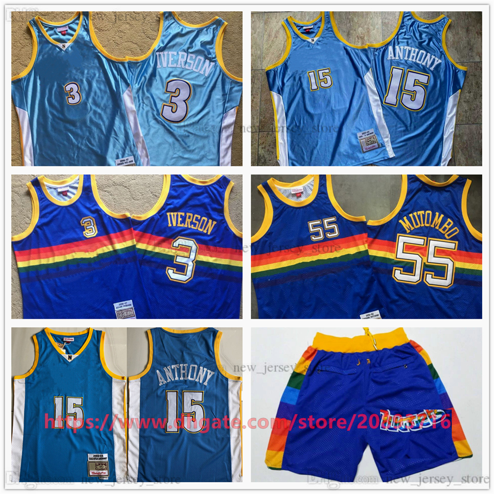 

Mitchell and Ness Authentic Embroidery Basketball Carmelo 15 Anthony Jerseys Retro Allen 3 Iverson Dikembe 55 Mutombo Stitched Breathable Sport High Quality Man, Authenticstitched 2006-07