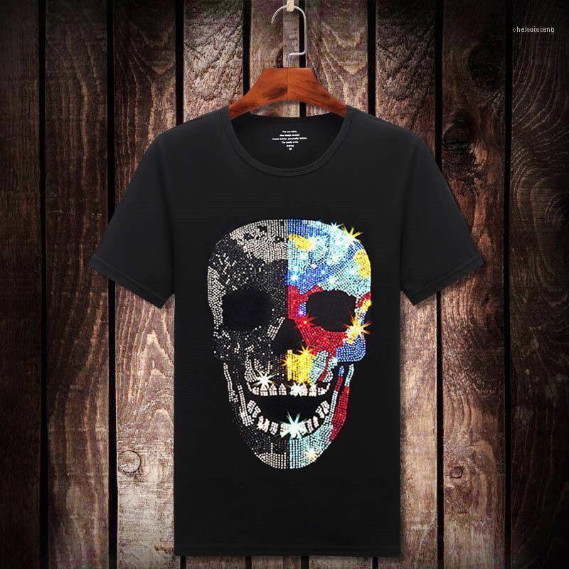 

Men's Sweaters 2022 Luxury Rhinestones T Shirts Men Brand Short Sleeve Fashion Man Streetwear O Neck Slim Modal Cotton Tshirts Plus Size