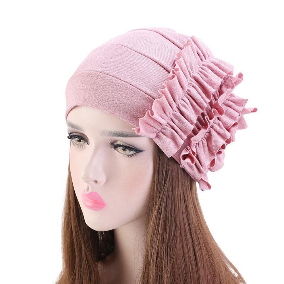 

Beanie/Skull Caps Fashion Chemo Hat Turban For Women Floral Decro Headwear Beanies Hiar Loss Cancer Cap Ladies Bandana Muslim Head232L, White