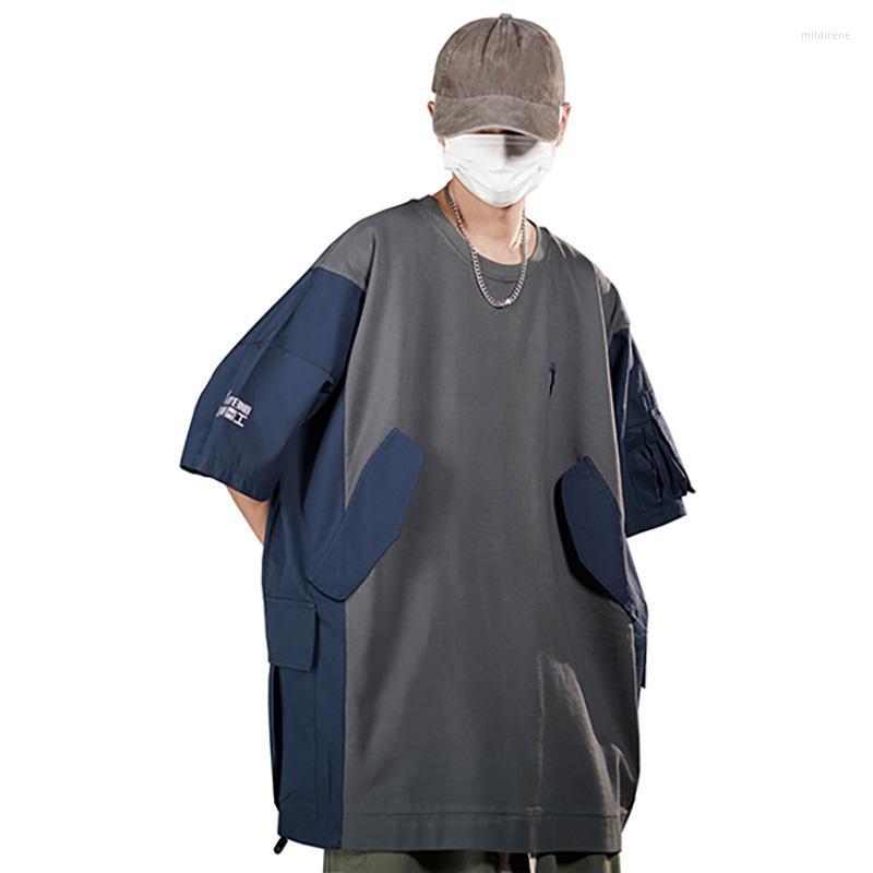 

Men's T-Shirts Summer Streetwear T-Shirt For Men Stitching Color Casual Cotton Half Sleeve TeesMen's Mild22, White