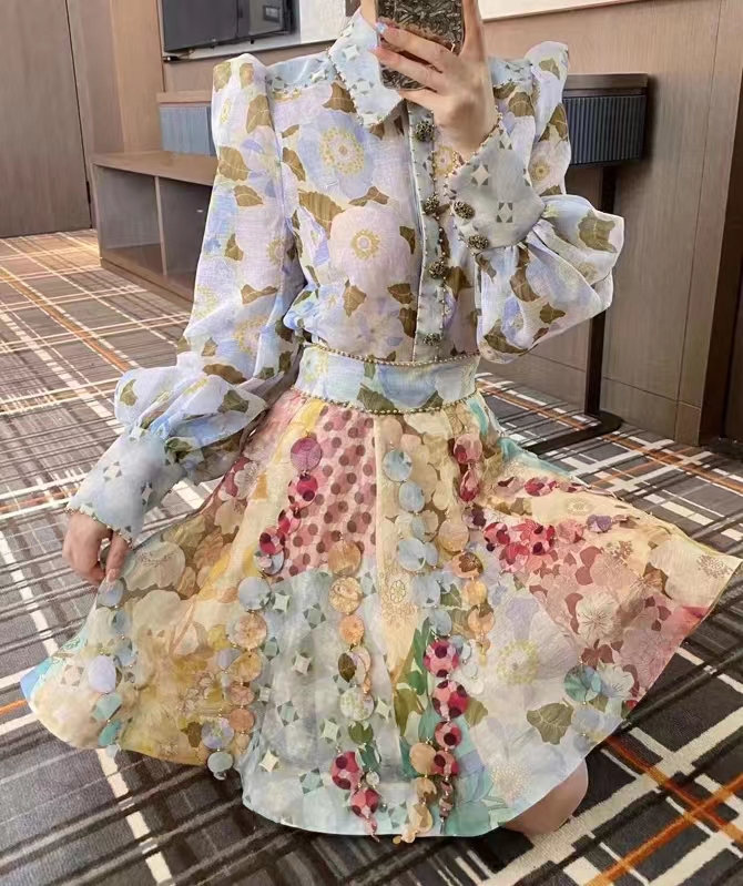 

ZIM 2022 dresses Women's Summer New australia dress women's Female Designer Maxi Bohemian Wedding Dress Birthday Party Palace Style Printed Model Show half skirt, Multi