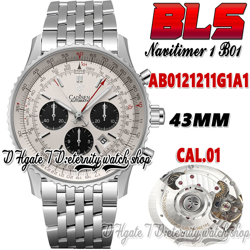 

BLSF V2 AB0121211G1A1 ETA A7750 Automatic Chronograph Mens Watch 43mm White Dial Black Subdial Stainless Steel Bracelet Super Edition eternity Stopwatch Watches, Watch waterproof production cost