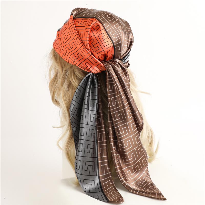 

Neckerchief Shawl Wraps Print Silk Satin Scarf Square Women Muslim Hijab Elegant Headband Bandana Design Brand Foulard