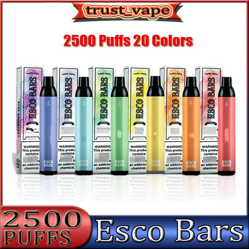 

ESCO BAR 2500 Disposable E Cigarettes Device Kit 2500 Puffs 1000mAh Battery 8ml Prefilled Mesh Coil Cartridge Pod Vape Pen Fast Ship