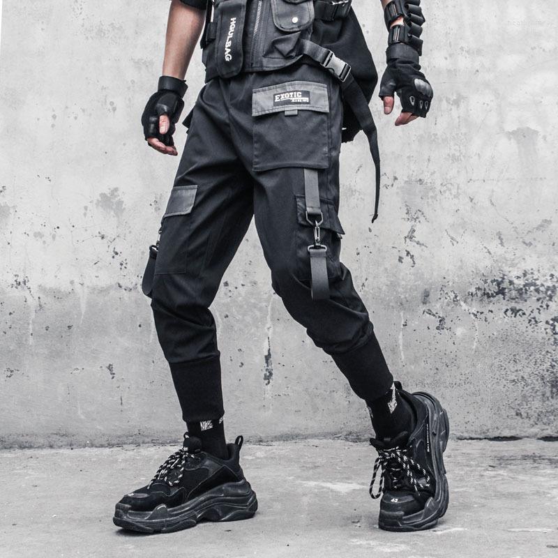 

Men's Pants HOUZHOU Black Cargo Men Joggers Techwear Trousers Male Summer Japanese Streetwear Hip Hop Gothic Spliced Ribbons Heat22