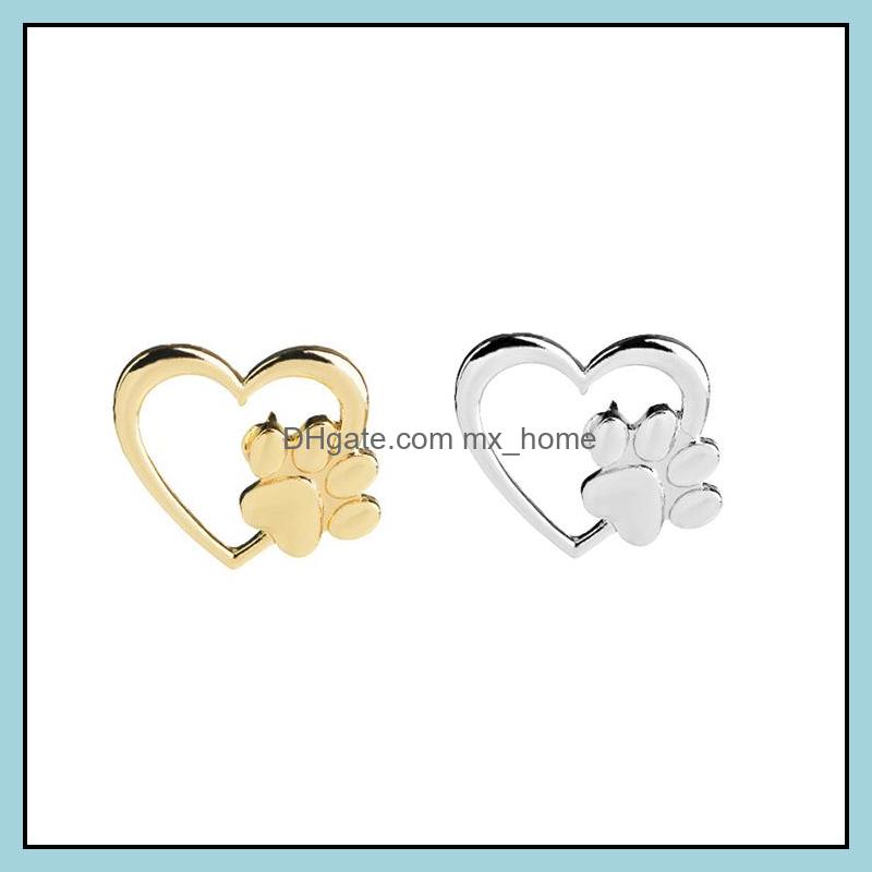 

Sier Gold Color Love Heart Paw Lapel Pin Pet Print Loss And Memorial Pins Jewelry Dog Cat Lover Gifts Hn79 Drop Delivery 2021 Accessories Ba, Randomly sended colors