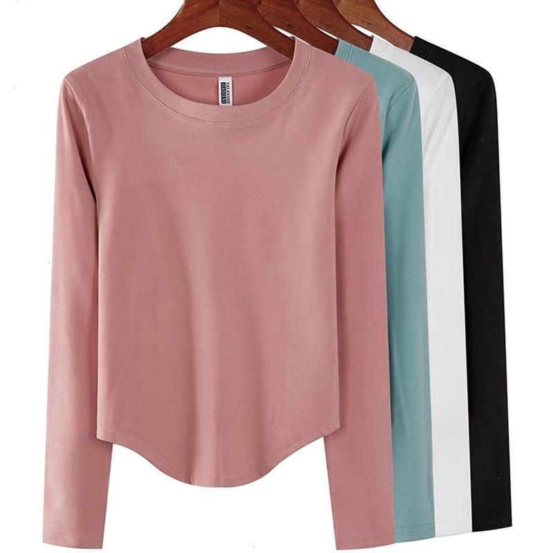 

Style Double-sided German Velvet Warm Underwear Bottoming Shirt Top Round Neck Solid Color Arc Hem Long-sleeved T-shirt Women, White