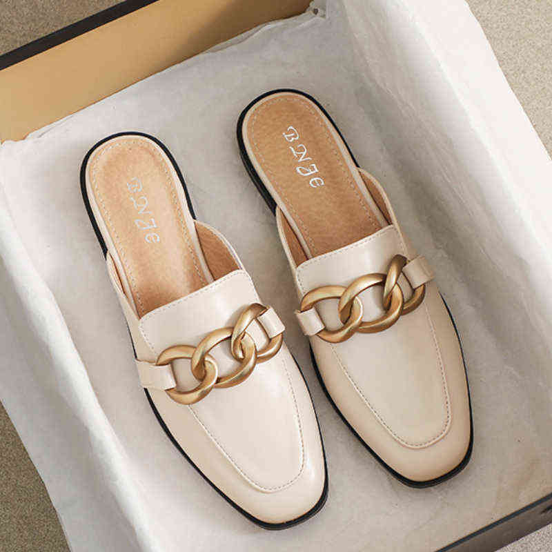 

Fashion Designer Mules Shoes Women Spring Fashion Casual Slip on Flats Shoes White Leather Slides Female Feetwear Plus Size  Y220607, 777-1 yellow