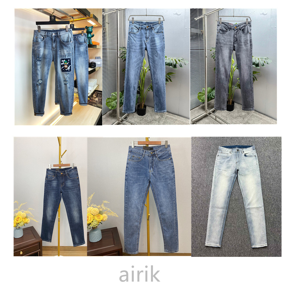 

Ripped Fashion Jeans Clothing Designer Pants Light Blue Mens Slim Denim Straight Biker Hole Hip Hop Jeans Men, Color other