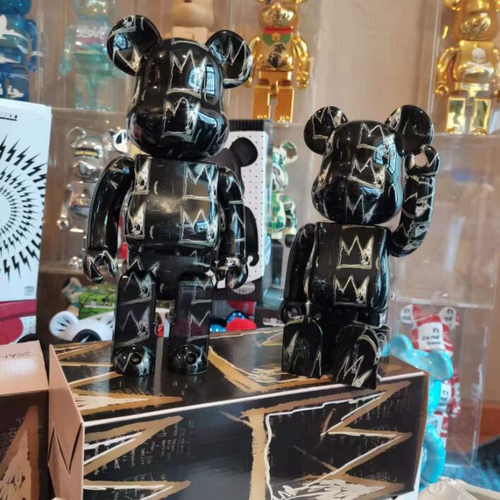 

New style 400% 28CM Bearbrick The Jean-Michel Basquiat of ABS electroplating luminous Fashion figures Toy For Collectors Art Work model decoration toys gift