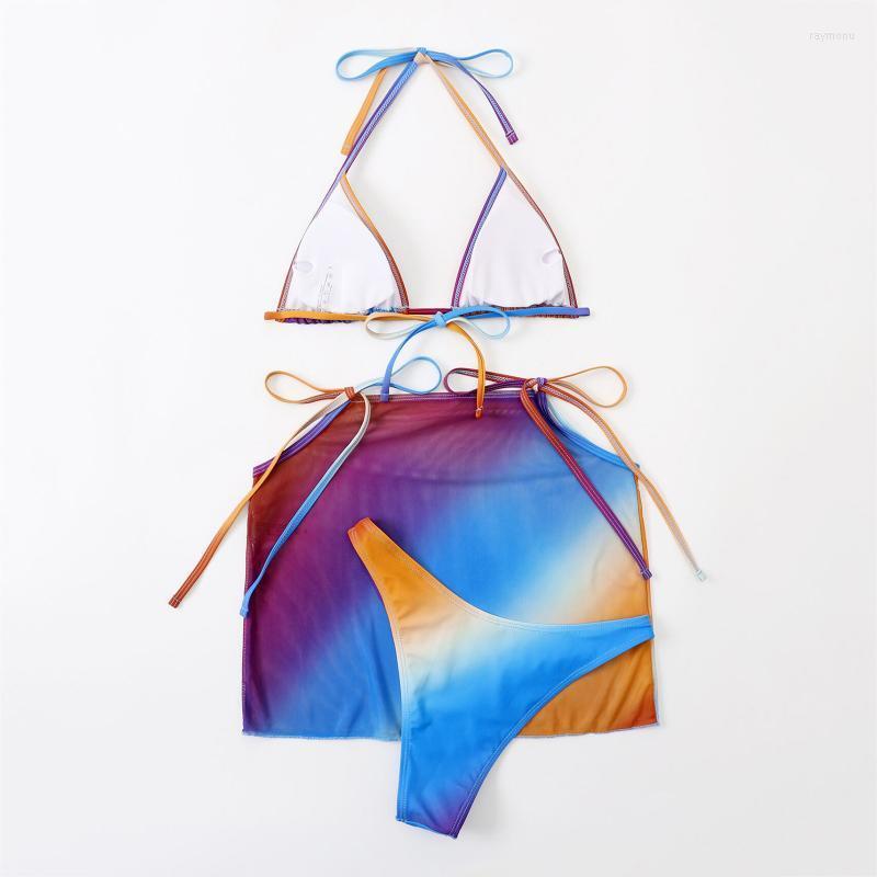 

Women' Swimwear Swim Skirt 18 Women Gradient Bikinis Swimsuit Sexy Push Up Bikini Set Summer Three With Sleeves For 2 PieceWomen, Orange