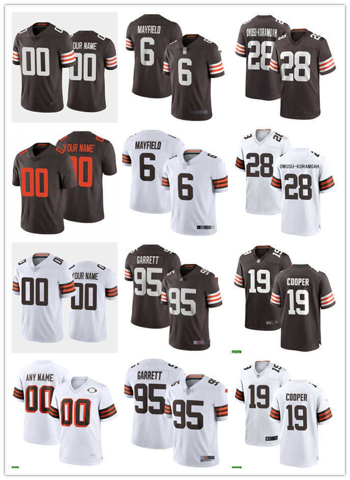 

Men Women Youth Cleveland''Browns''19 Amari Cooper 6 Baker Mayfield 95 Myles Garrett 28 Jeremiah Owusu-Koramoah custom Jersey, Colour