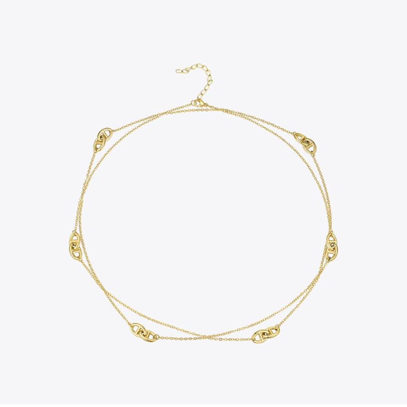 

Chains Geometric Hollow Chain Choker Necklace Women Gold Color Stainless Steel Long Fashion Femme Jewelry P193060Chains