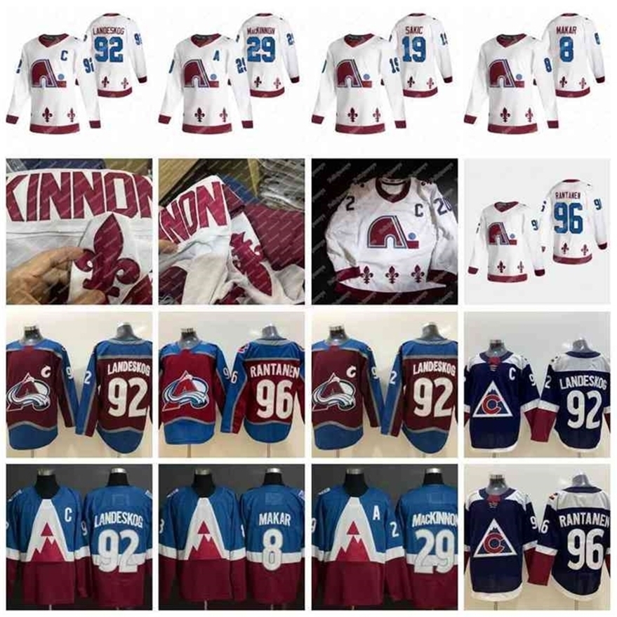 Xfl2020 8 Cale Makar 2021 Reverse Retro Jersey 29 Nathan Mackinnon 19 Joe Sakic 96 Mikko Rantanen 92 Gabriel Landeskog IN STOCK