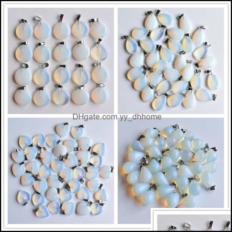 

Charms Jewelry Findings Components Natural Stone Cross Water Drop Heart Opal Healing Pendants Diy Necklace Accessories Making Delivery 202
