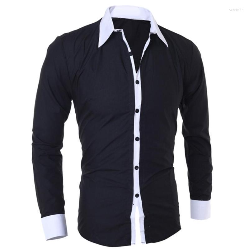 

Men's Dress Shirts Mens Collar Long Sleeve Color Cotton Prom Casual Solid Shirt Male Social ShirtsMen's Vere22, Aa01-1