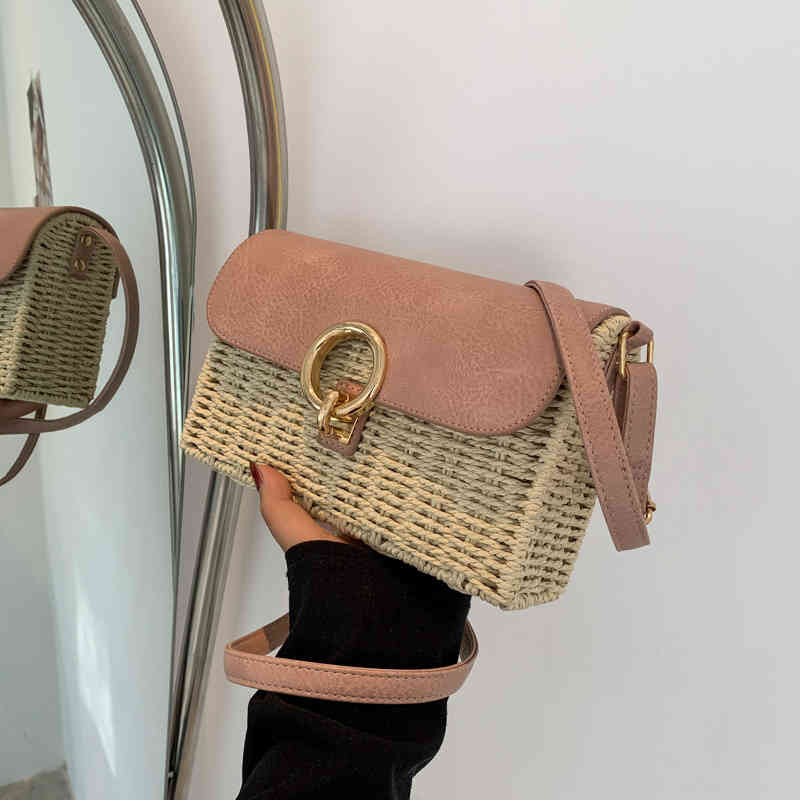 

Women's Bag Shoulder Female Crossbody Bags Messenger Straw Fashion Simple Summer 2021 New Shopper Luxury Designer Woman Bolsas, Beige