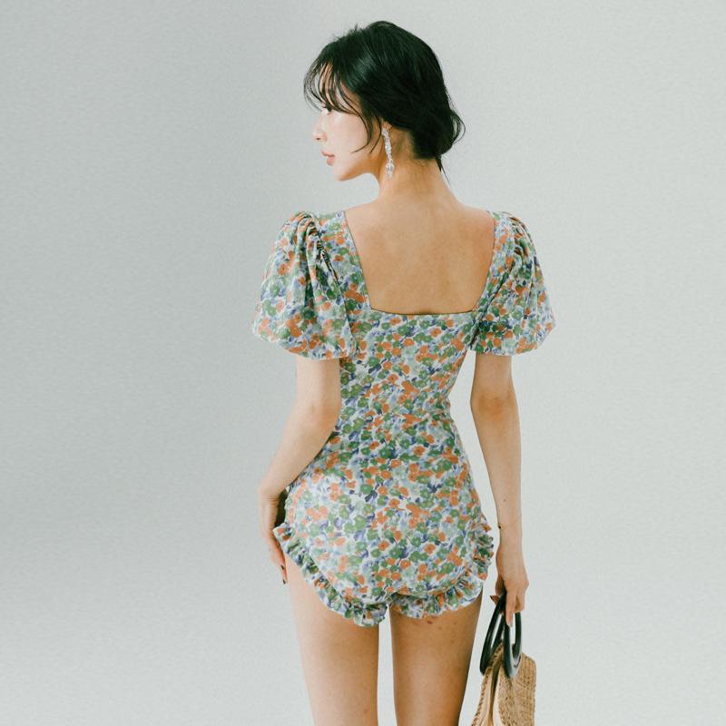 

Women's Swimwear Swimsuit 1 Piece Women 2022 Bikini For One Plus Size Sexy Short Sleeve Slim Print Polyester Sierra Surfer Push Up, Green