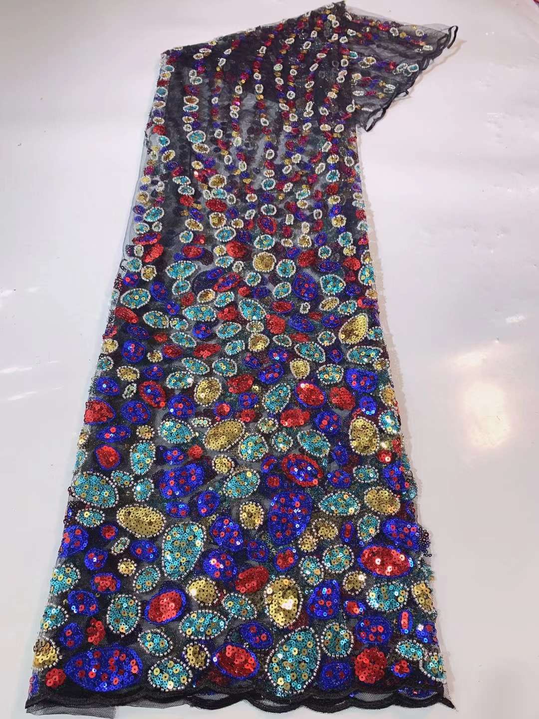 

Bride For Wedding Nigerian African Sequins/ Beads Lace Fabric 2022 High Quality Material French Tulle Laces Fabrics Black