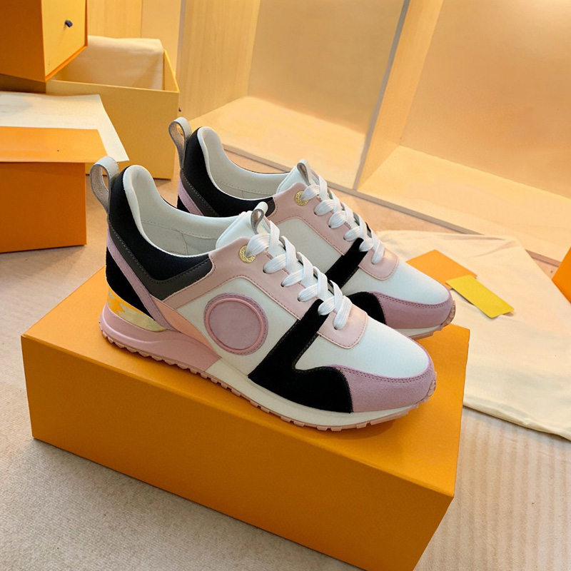 

Run Away Sneaker Woman Casual Shoes Circle Signature Classic Running Shoe Black White Khaki Green Suede Leather Womens Dad Sneakers Wedge Shaped Outsole