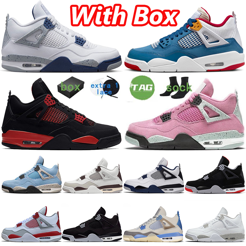 

High 4s Men Women Jumpman 4 Basketball Shoes J4 Messy Room Offs White Sail Red Thunder University Blue Military Black Cat Bred Trainers Sports Sneakers Size 50 With Box, #b24 canyon purple 40-47