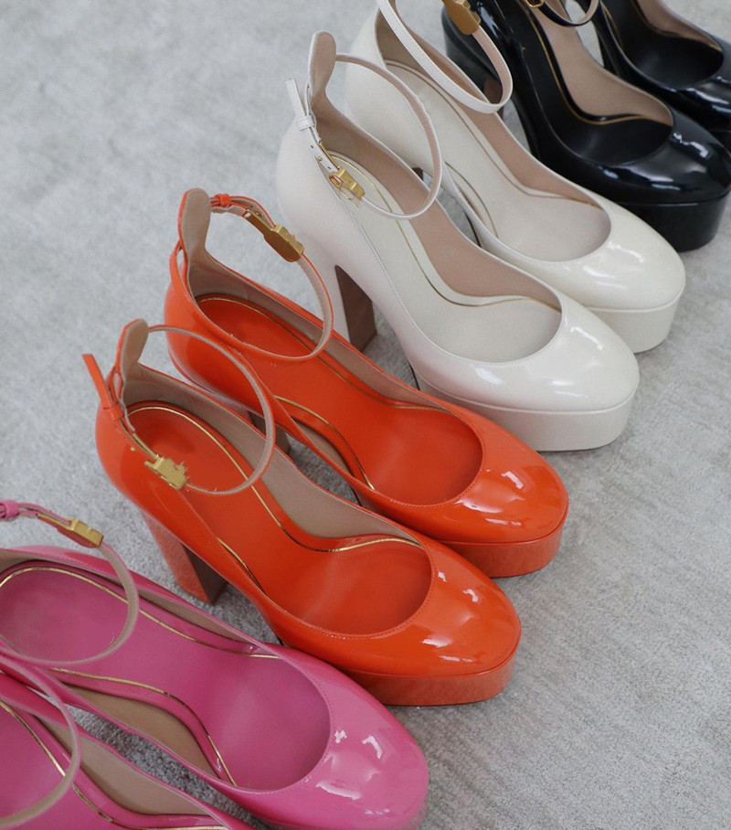 

2022 Womens New Spring Summer High Block Heel Platform Pump Shoes Ladies Luxury Designer Elegant Leather Party Dress Sandal