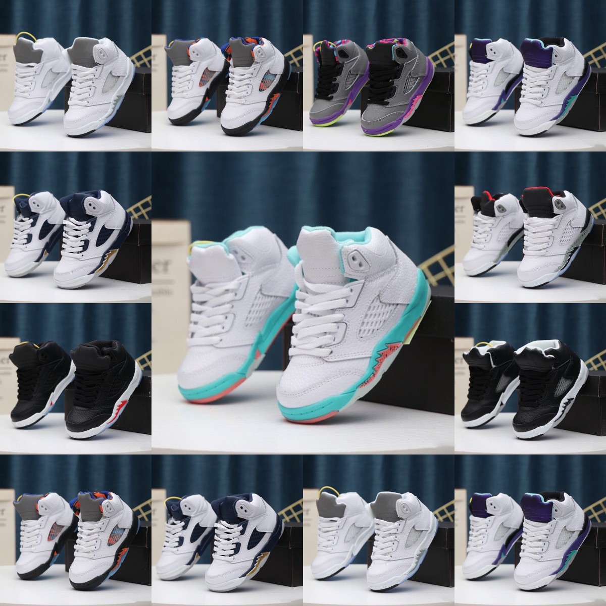 

jumpman 5s children Basketball Shoes kids Raging Red jumpman 5 Stealth 2.0 Fire What The White Cement Metallic retro International Flight Oreo mens sports sneakers, Pic 5