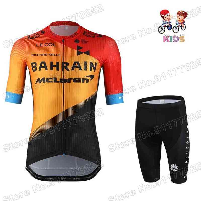 2021 Bahrain Mclaren Kids Cycling Jersey Sets Boys Girls Cycling Clothing Children Road Bike Shirt Suit MTB Maillot Ropa Ciclismo-image-784299202