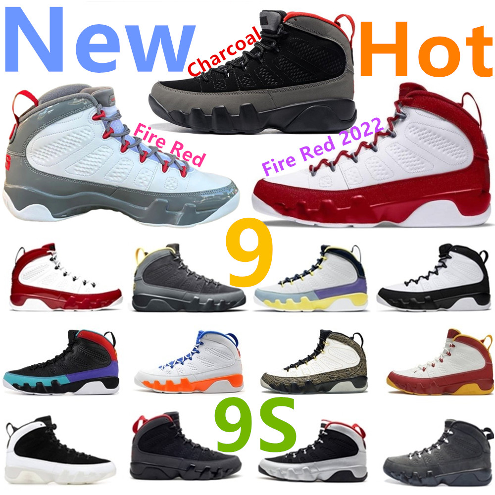 

Fire Red 9 9s Bred Patent Basketball Shoes Charcoal University Gold With Box Mens Particle Grey Anthracite Change The World Gym Red Barons Space Jam Designer Sneakers, 9s fire red
